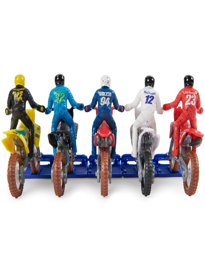 Supercross, Authentic 5-Pack of 1:24 Scale Die-Cast Motorcycles with Rider Figure, Toy Moto Bike for Kids and Collectors Ages 3 and up - Image 4